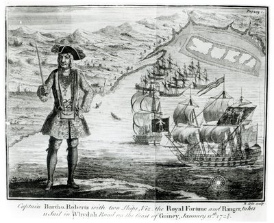 Kapitän Bartholomew Roberts (1682-1722) mit zwei Schiffen, der 